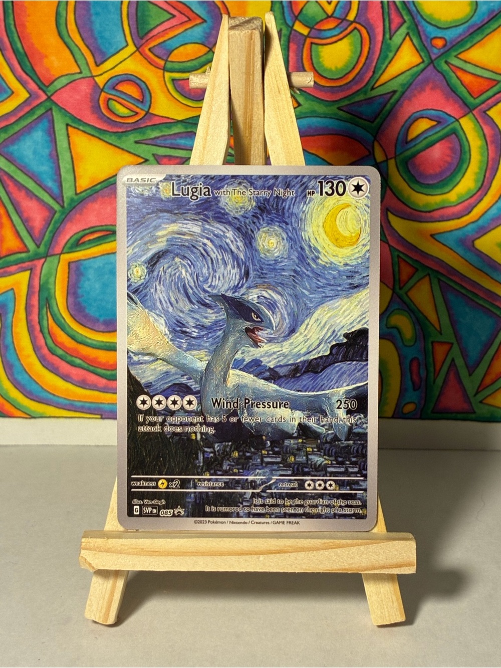 Lugia Pokemon Fan Art Card Van Gogh Starry Night Style Rare - White & Blue